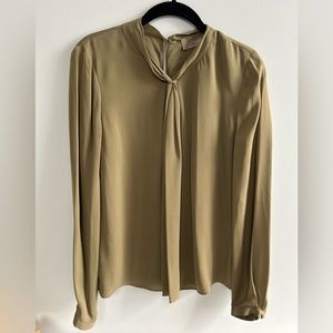 Vintage Max Azria Olive Silk Blouse size Small (designer line, not BCBG)